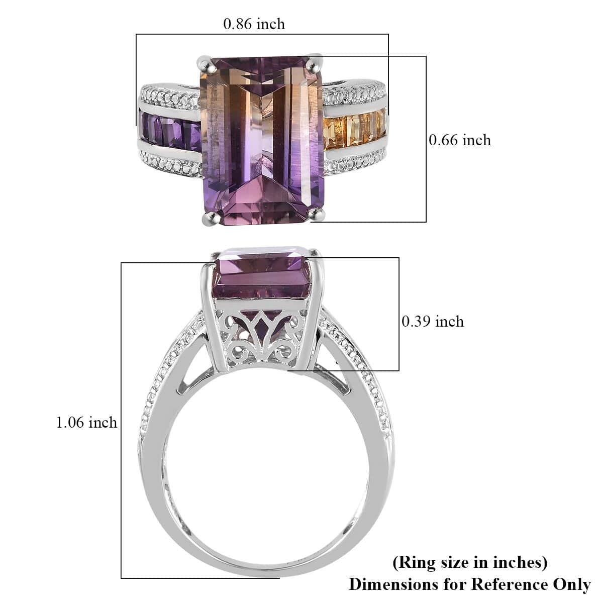 AAA Anahi Ametrine and Multi Gemstone Ring in Platinum Over Sterling Silver (Size 7.0) 8.90 ctw image number 5