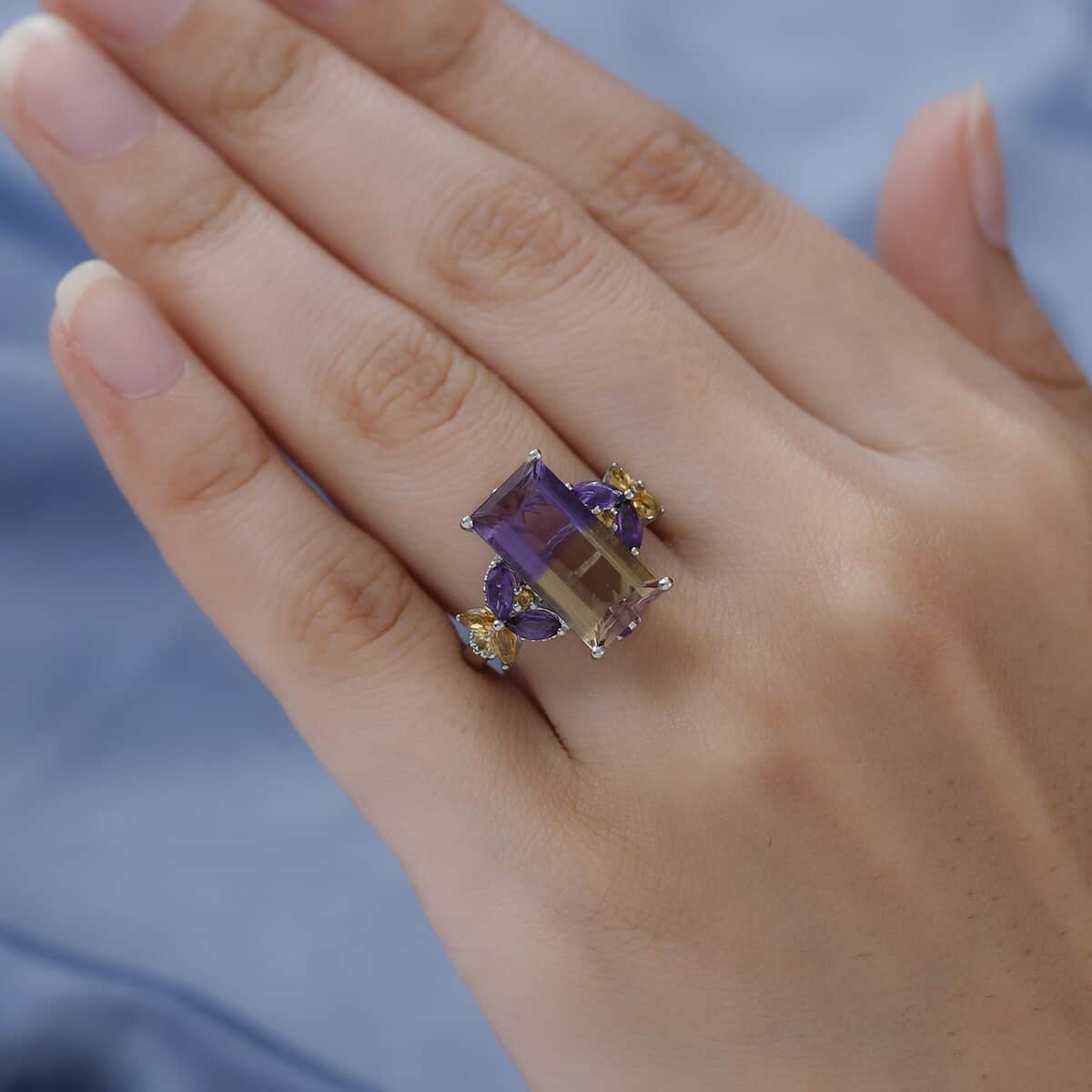 AAA Anahi Ametrine and Multi Gemstone Ring in Platinum Over Sterling Silver 7.35 ctw image number 2