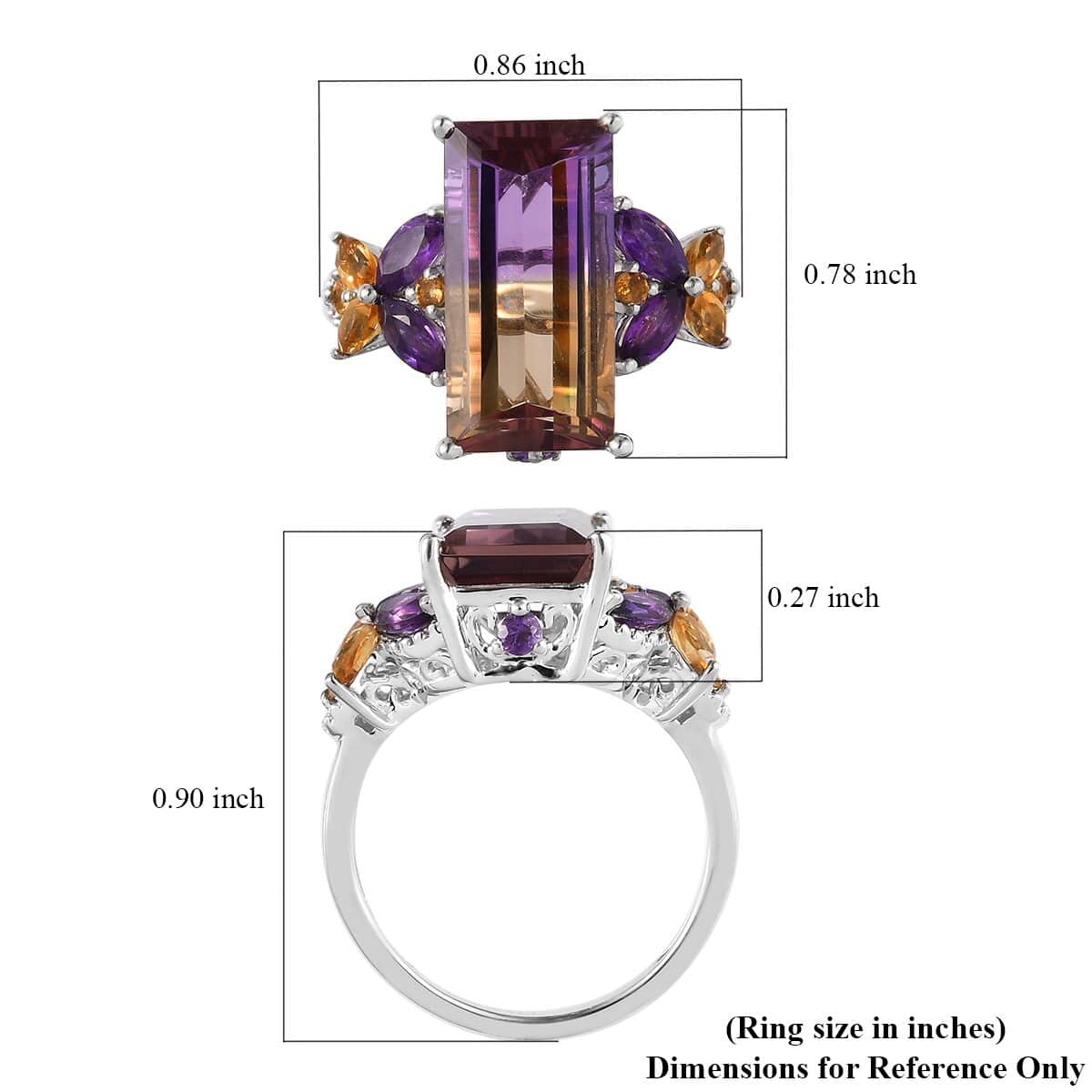 AAA Anahi Ametrine and Multi Gemstone Ring in Platinum Over Sterling Silver 7.35 ctw image number 5