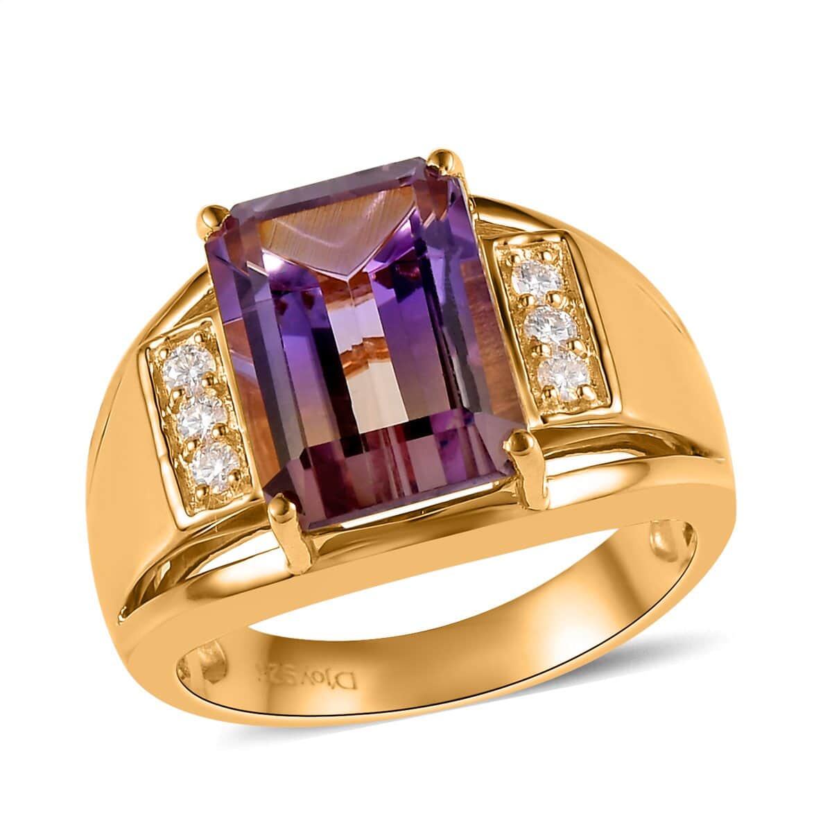 AAA Anahi Ametrine and Moissanite Men's Ring in Vermeil Yellow Gold Over Sterling Silver 8 Grams 7.90 ctw image number 0