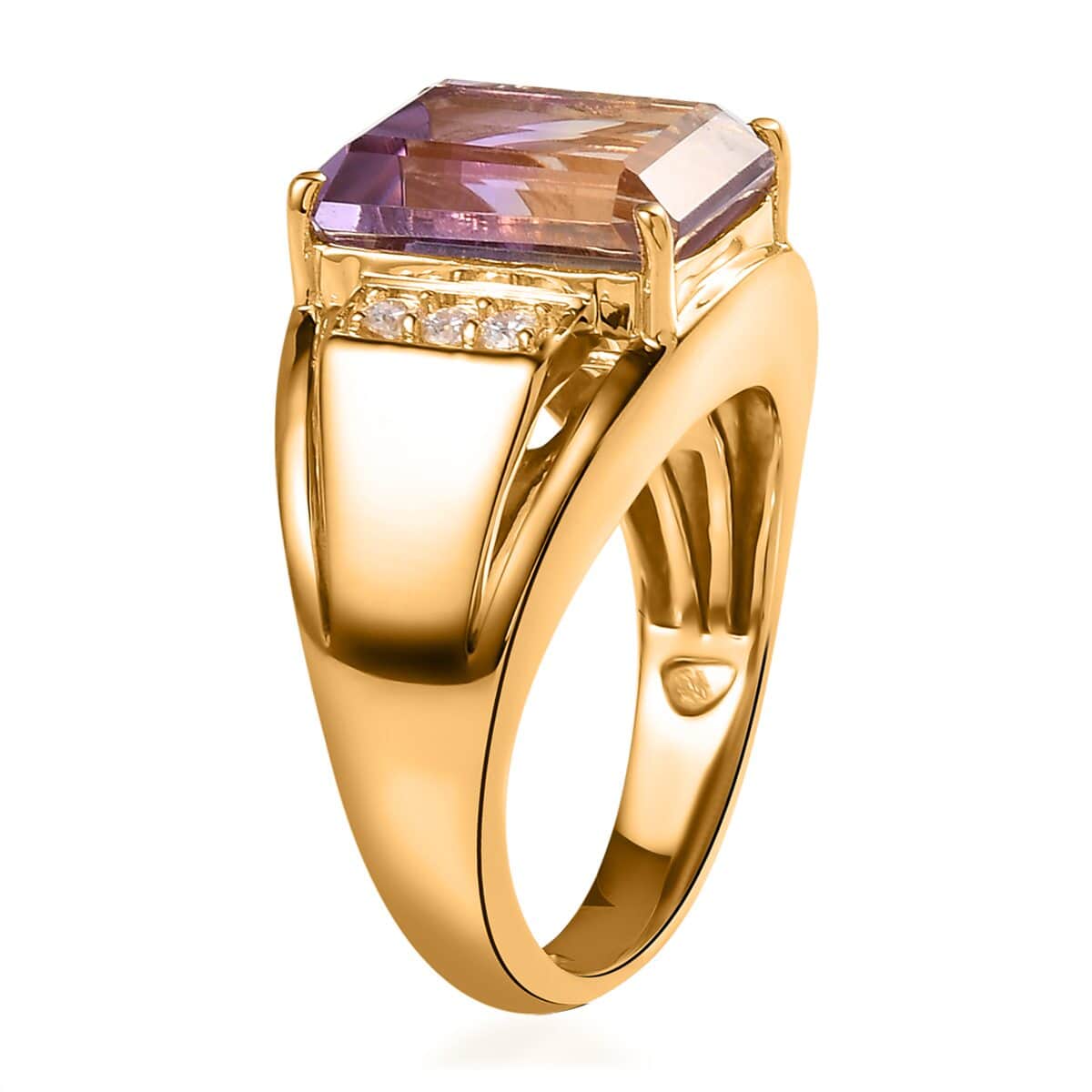 AAA Anahi Ametrine and Moissanite Men's Ring in Vermeil Yellow Gold Over Sterling Silver 8 Grams 7.90 ctw image number 3