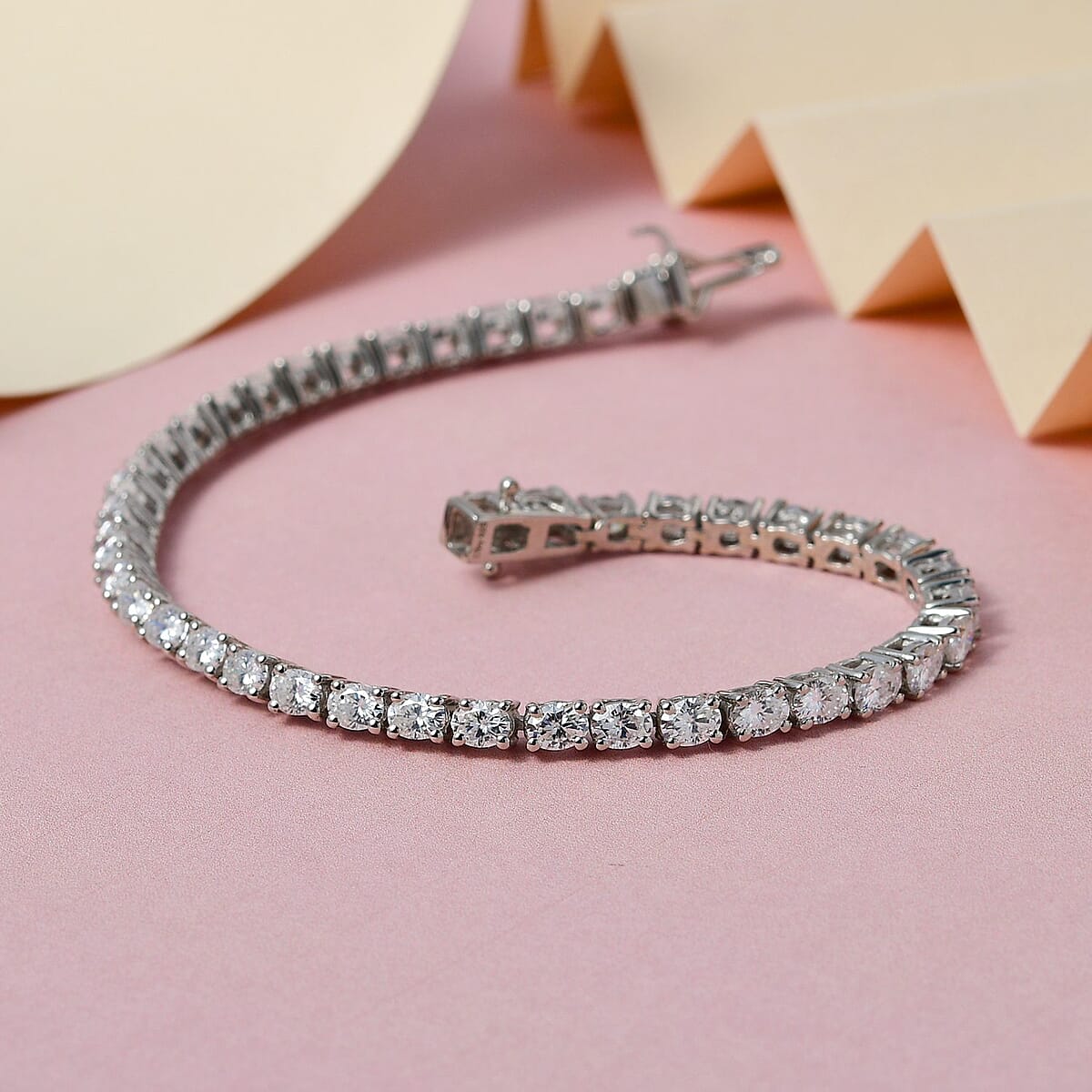 Moissanite Tennis Bracelet in Platinum Over Sterling Silver (7.25 In) 4.20 ctw image number 1