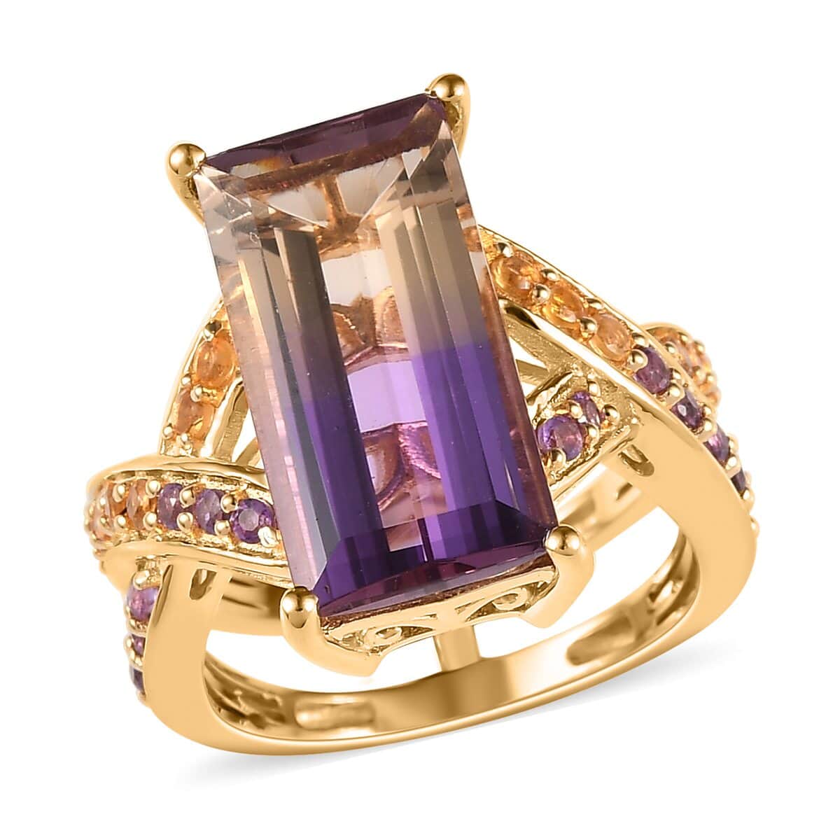 AAA Anahi Ametrine and Multi Gemstone Ring in Vermeil Yellow Gold Over Sterling Silver 9.35 ctw image number 0