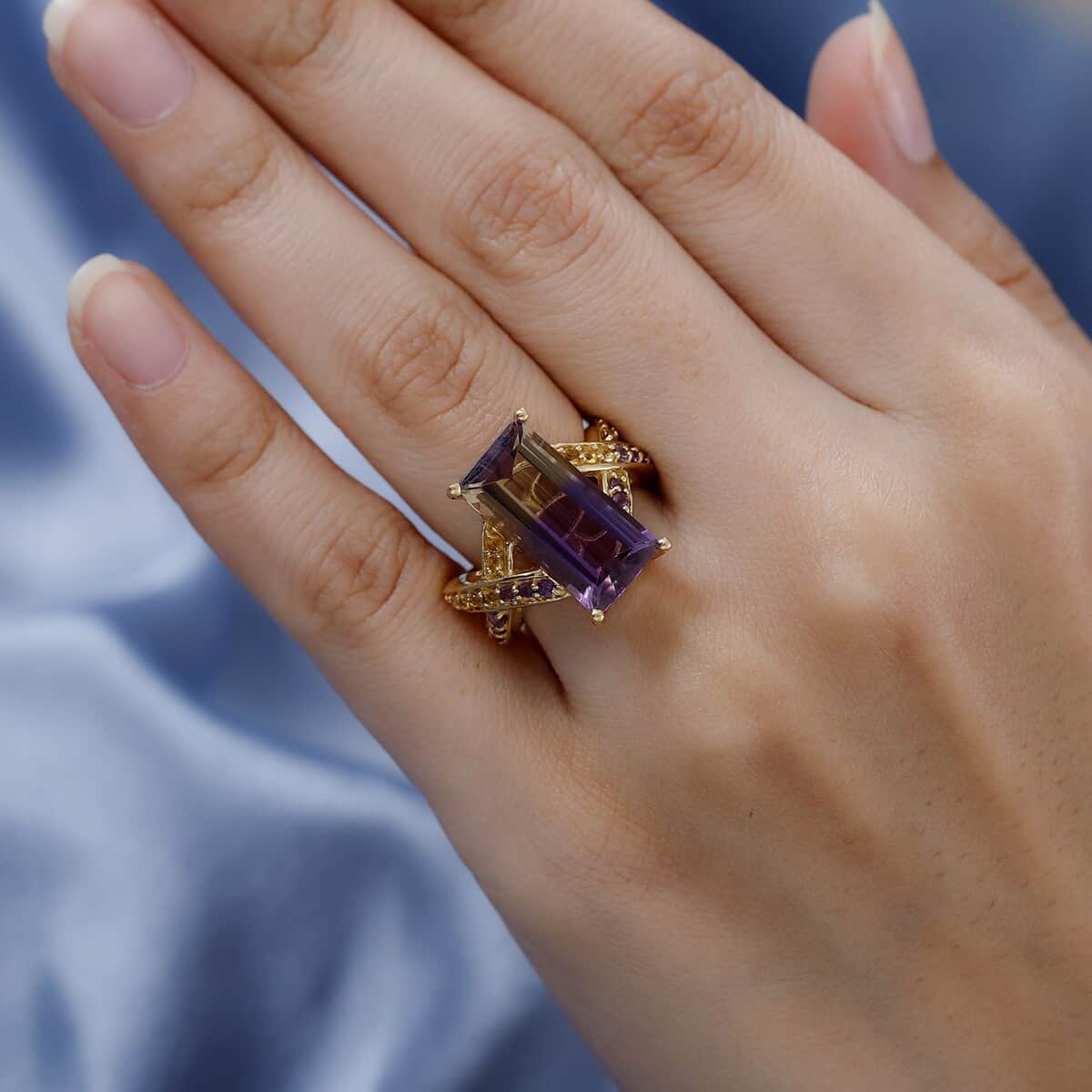 AAA Anahi Ametrine and Multi Gemstone Ring in Vermeil Yellow Gold Over Sterling Silver 9.35 ctw image number 2