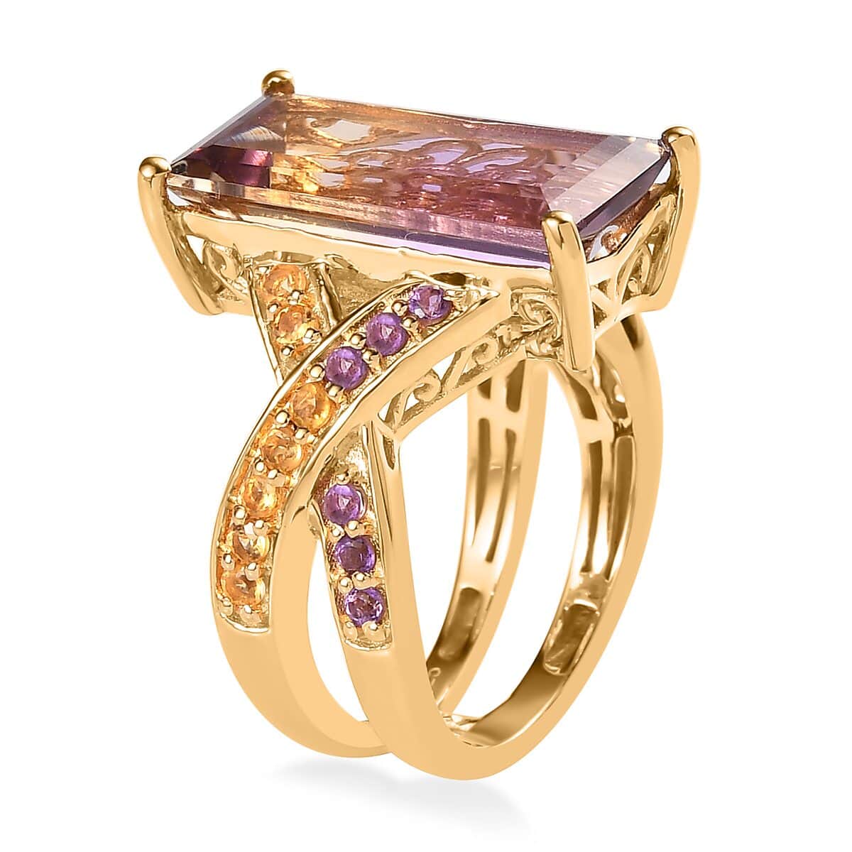 AAA Anahi Ametrine and Multi Gemstone Ring in Vermeil Yellow Gold Over Sterling Silver 9.35 ctw image number 3