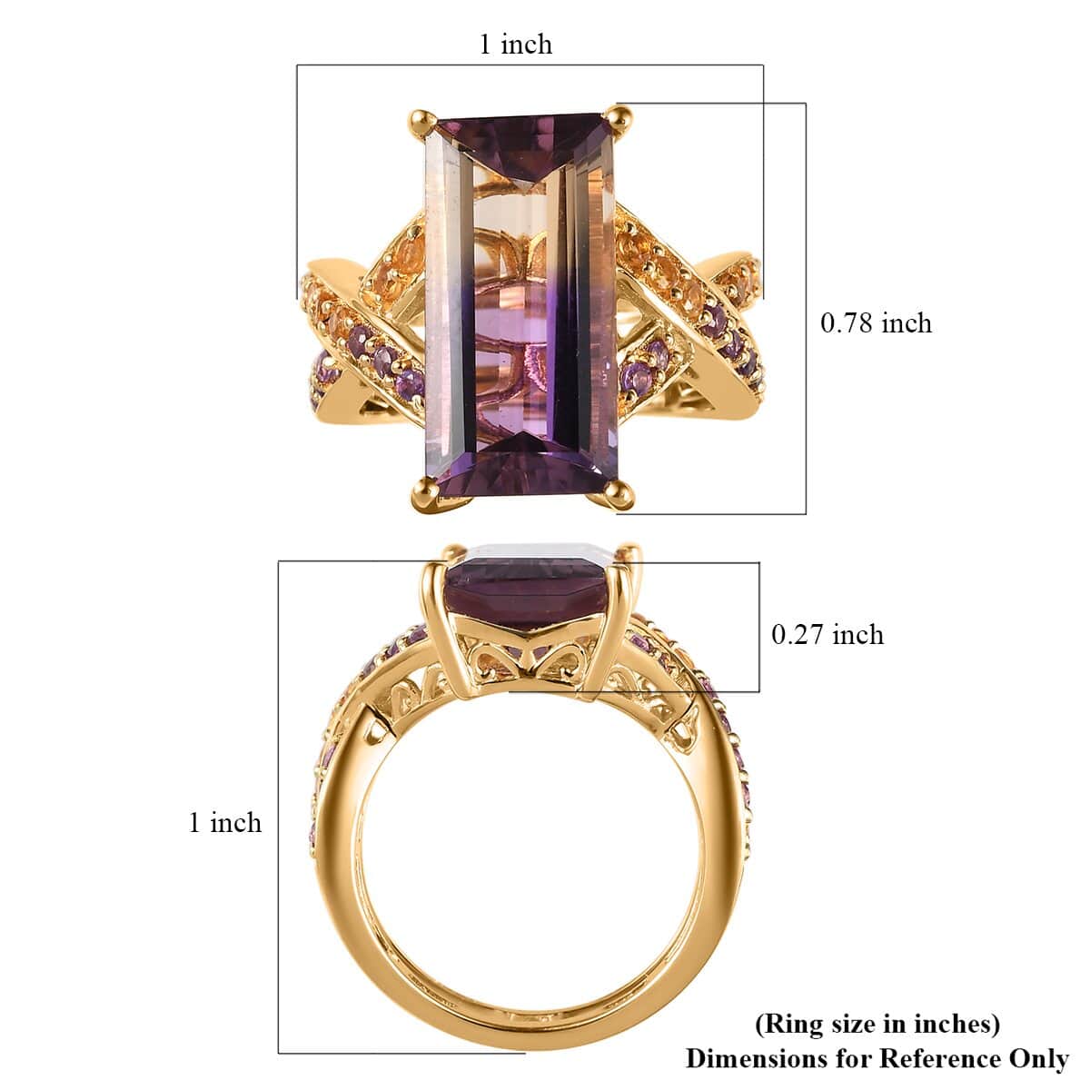 AAA Anahi Ametrine and Multi Gemstone Ring in Vermeil Yellow Gold Over Sterling Silver (Size 7.0) 9.35 ctw image number 5