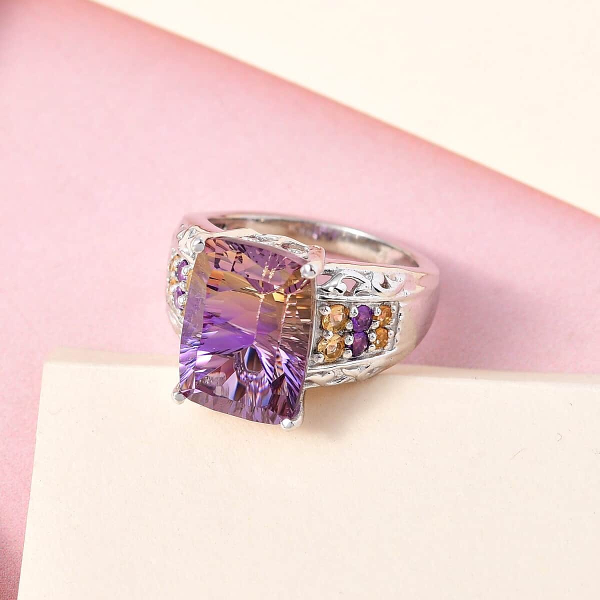 AAA Anahi Ametrine and Multi Gemstone Ring in Platinum Over Sterling Silver (Size 7.0) 7.15 ctw image number 1