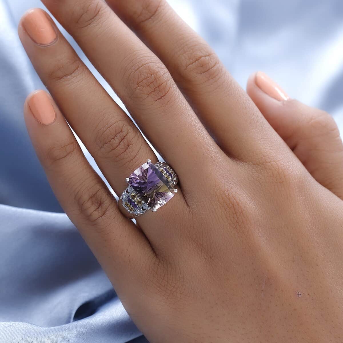 AAA Anahi Ametrine and Multi Gemstone Ring in Platinum Over Sterling Silver (Size 7.0) 7.15 ctw image number 2