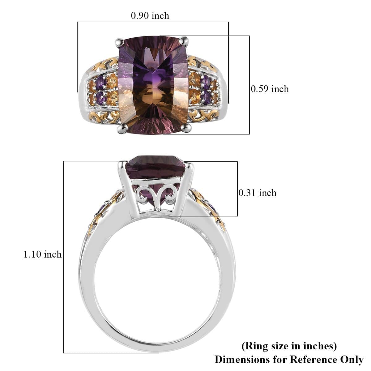 AAA Anahi Ametrine and Multi Gemstone Ring in Platinum Over Sterling Silver (Size 7.0) 7.15 ctw image number 6
