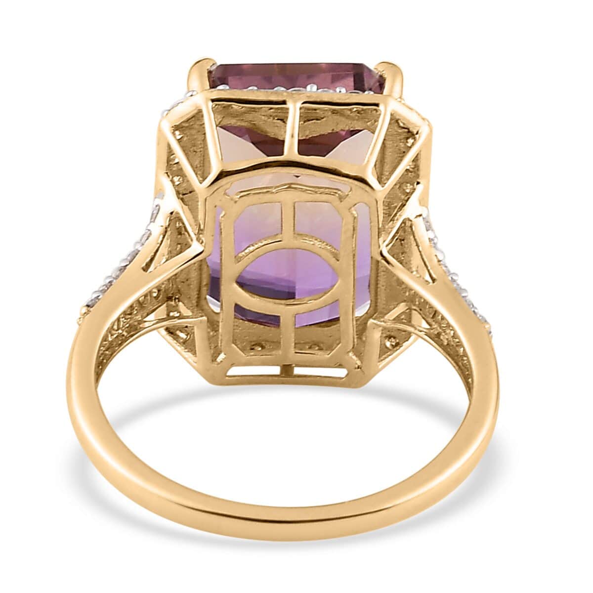 Luxoro 10K Yellow Gold AAA Anahi Ametrine and Moissanite Ring (Size 10.0) 8.15 ctw image number 4