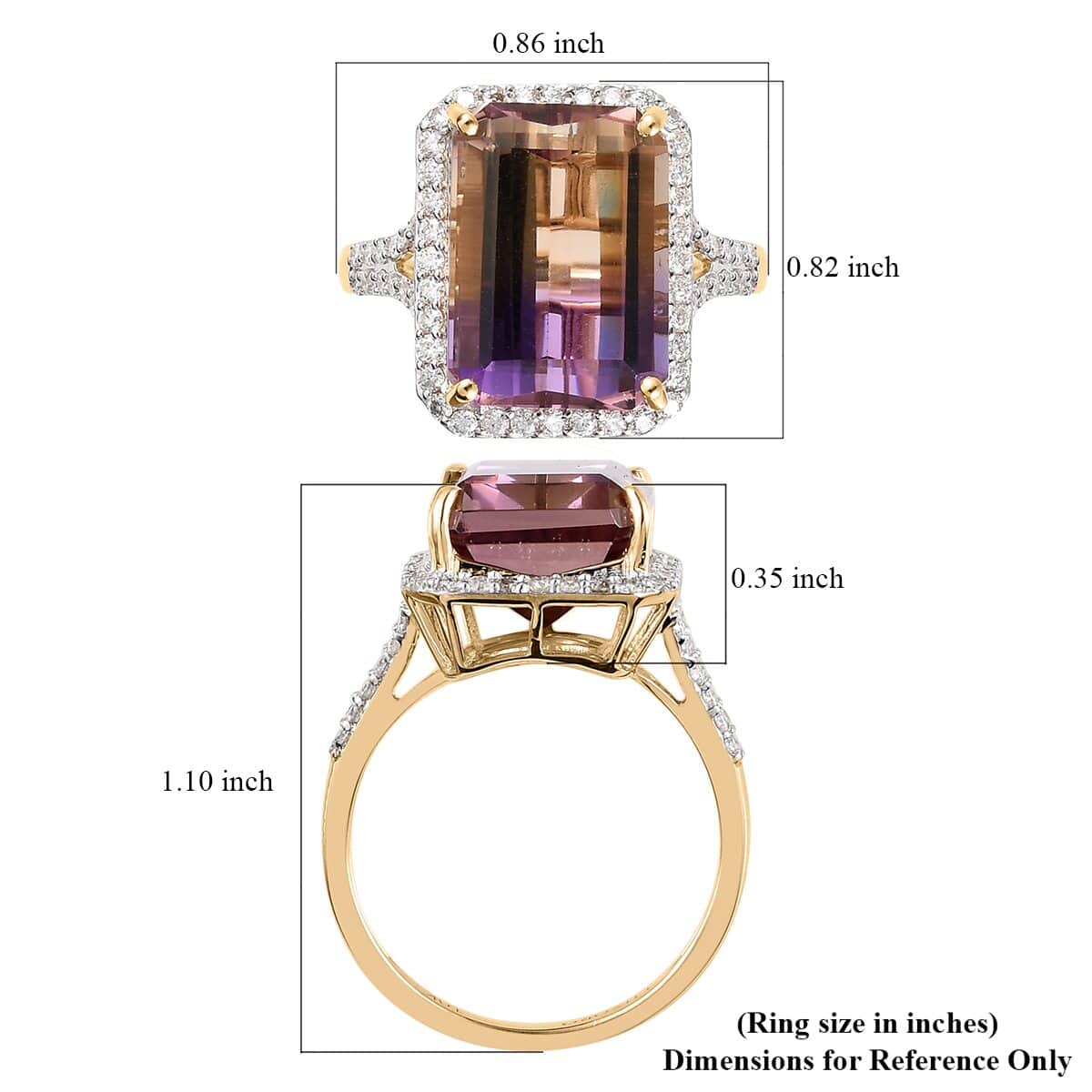 LUXORO 10K Yellow Gold AAA Anahi Ametrine and Moissanite Ring 3 Grams 8.15 ctw image number 5