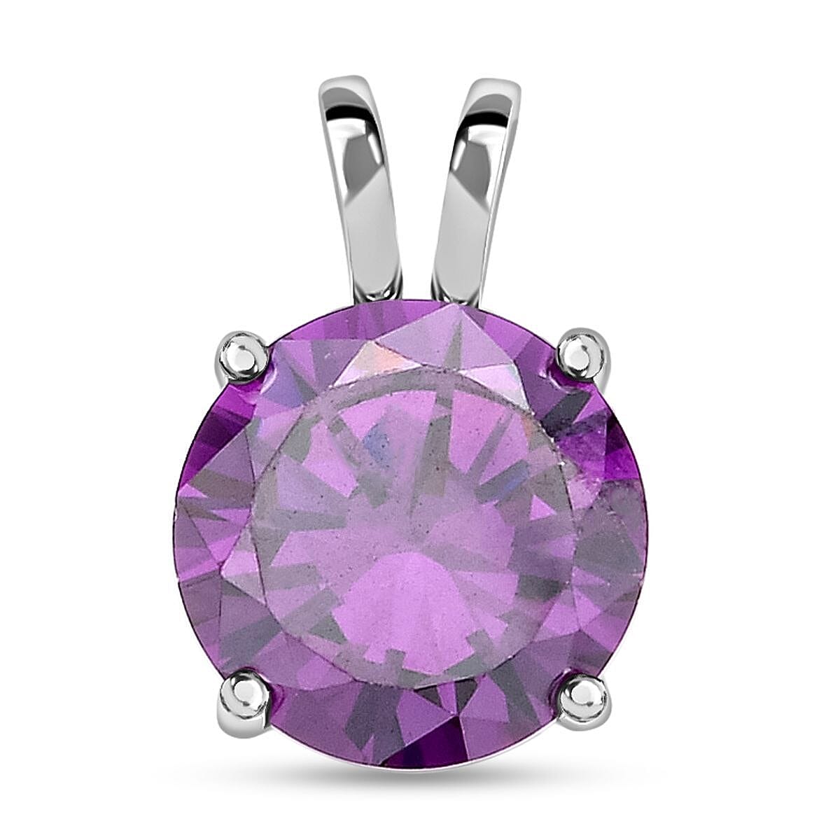 Purple Simulated Diamond 5.00 ctw Pendant in Rhodium Over Sterling Silver