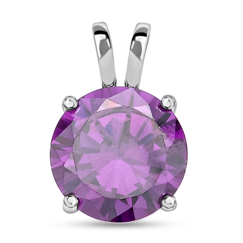 Purple Simulated Diamond 5.00 ctw Pendant in Rhodium Over Sterling Silver