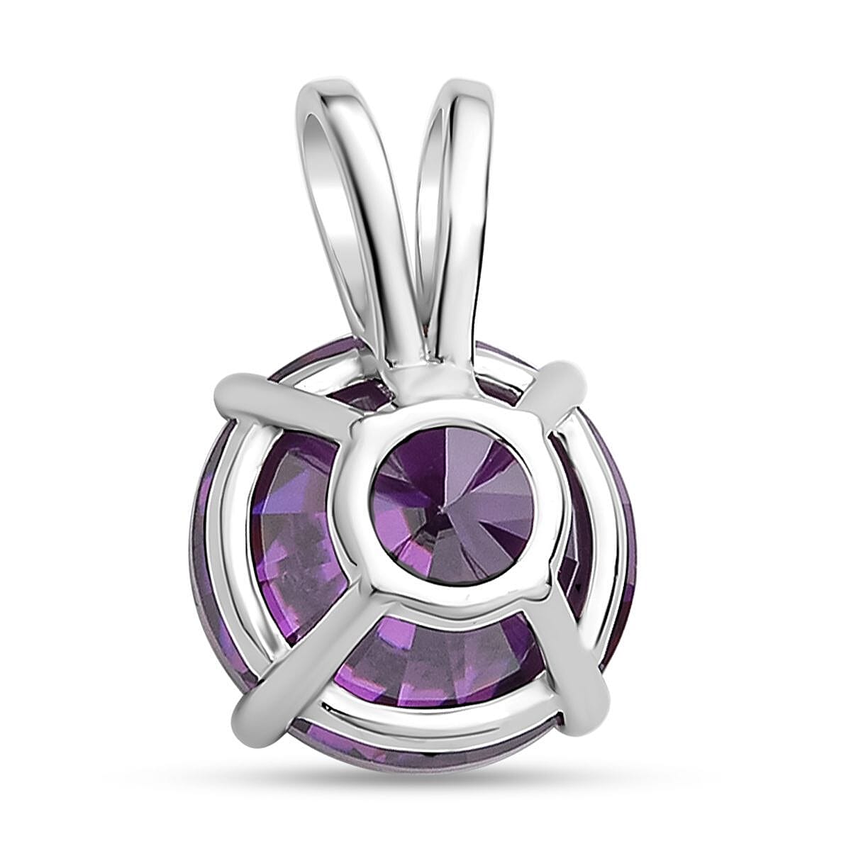 Purple Simulated Diamond 5.00 ctw Pendant in Rhodium Over Sterling Silver