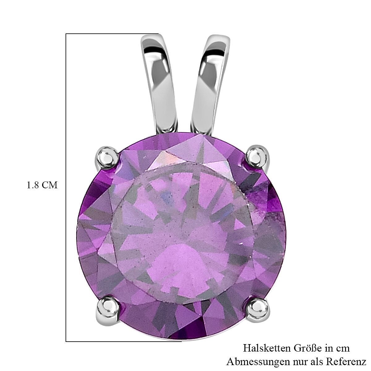 Purple Simulated Diamond 5.00 ctw Pendant in Rhodium Over Sterling Silver