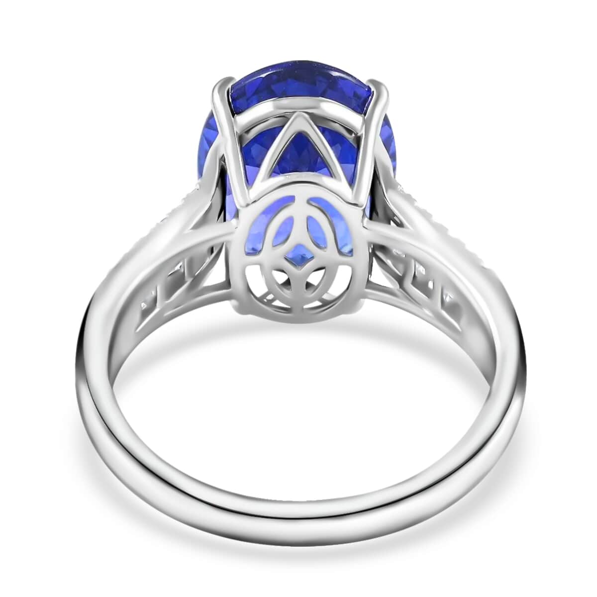 Certified & Appraised Rhapsody 950 Platinum AAAA Tanzanite and E-F VS Diamond Ring (Size 6.0) 6.15 Grams 5.25 ctw image number 4