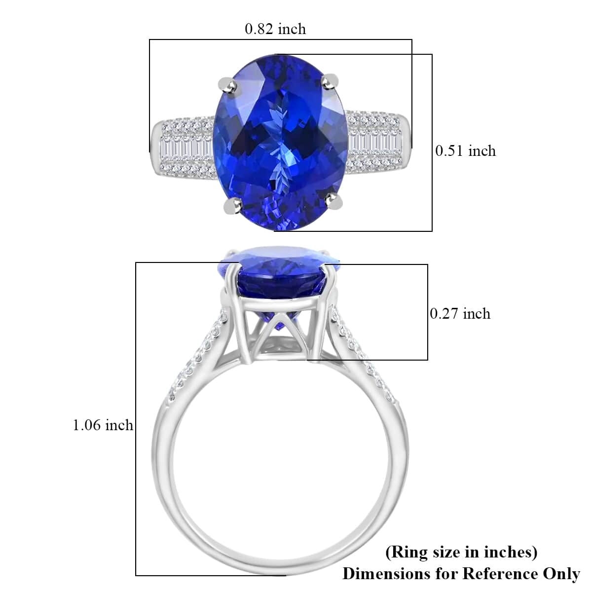 Doorbuster Red Carpet Collection Certified & Appraised RHAPSODY 950 Platinum AAAA Tanzanite and E-F VS Diamond Ring 6.15 Grams 5.25 ctw image number 5