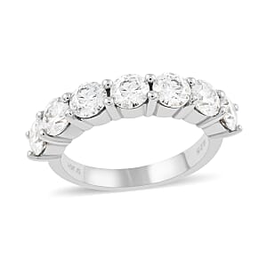 Brilliant Cut Moissanite 7 Stone Ring in Platinum Over Sterling Silver (Size 7.0) 2.10 ctw