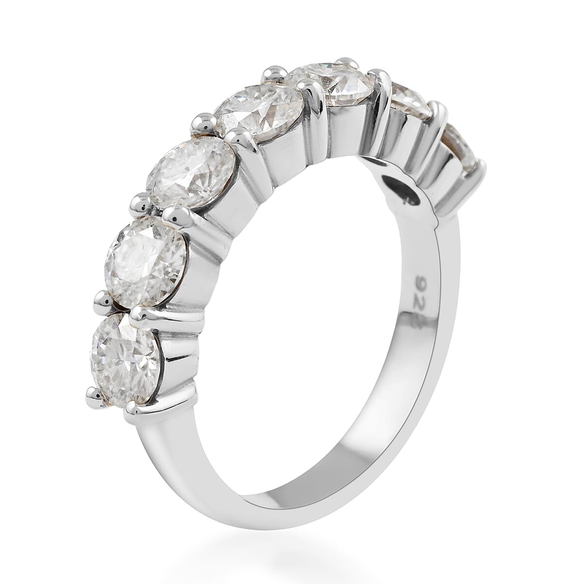 Brilliant Cut Moissanite 7 Stone Ring in Platinum Over Sterling Silver (Size 7.0) 2.10 ctw