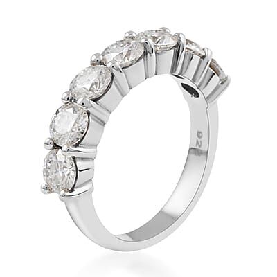 Brilliant Cut Moissanite 7 Stone Ring in Platinum Over Sterling Silver (Size 7.0) 2.10 ctw