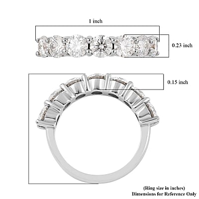 Brilliant Cut Moissanite 7 Stone Ring in Platinum Over Sterling Silver (Size 7.0) 2.10 ctw