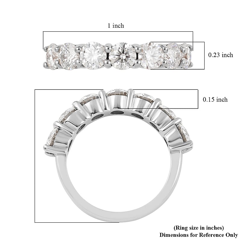 Brilliant Cut Moissanite 7 Stone Ring in Platinum Over Sterling Silver (Size 7.0) 2.10 ctw