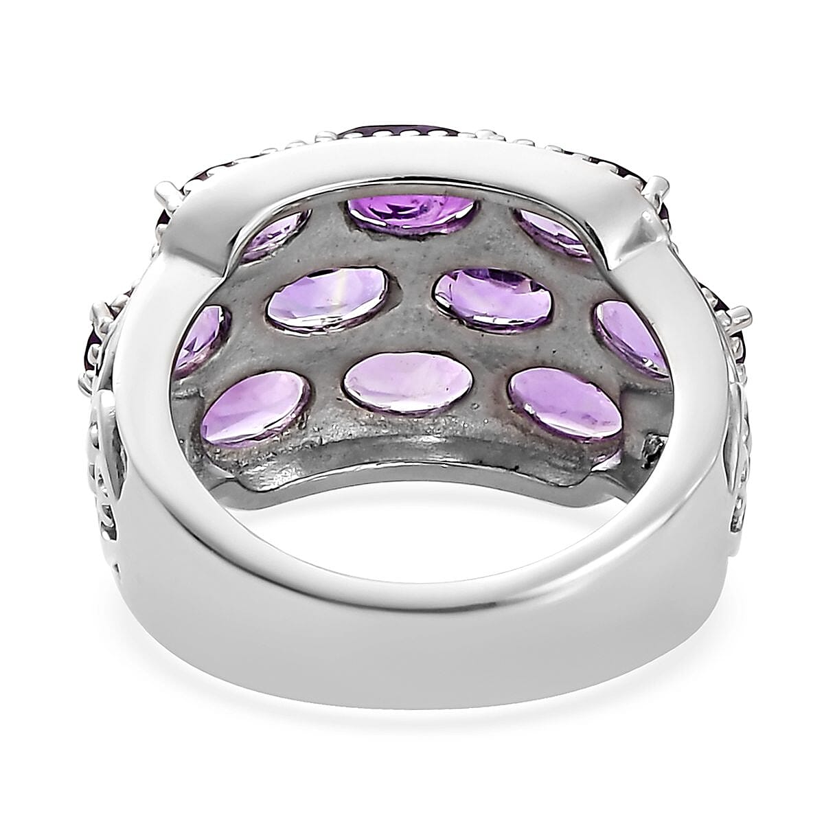 Amethyst Ring in Stainless Steel 4.25 ctw image number 4