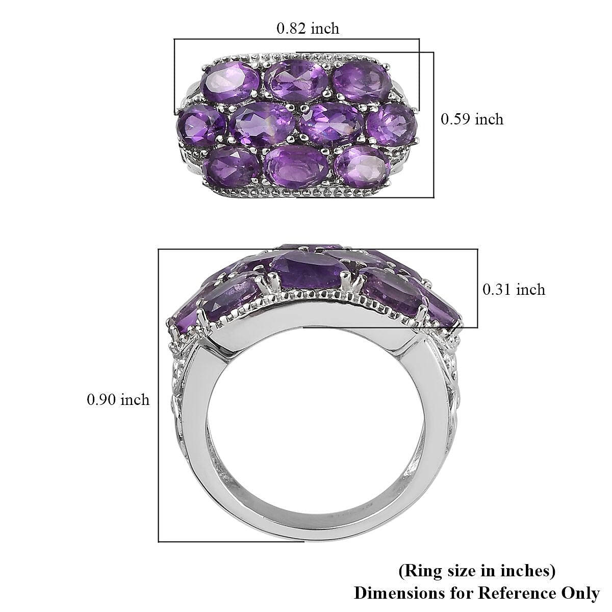 Amethyst Ring in Stainless Steel 4.25 ctw image number 5