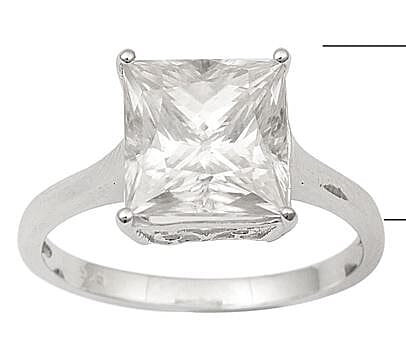 Princess Cut Moissanite Solitaire Ring in Platinum Over Sterling Silver (Size 7.0) 5.00 ctw