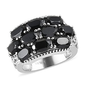 Thai Black Spinel Ring in Stainless Steel (Size 8.0) 4.75 ctw