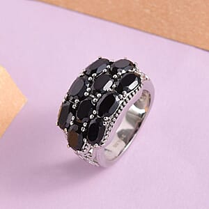 Thai Black Spinel Ring in Stainless Steel (Size 8.0) 4.75 ctw