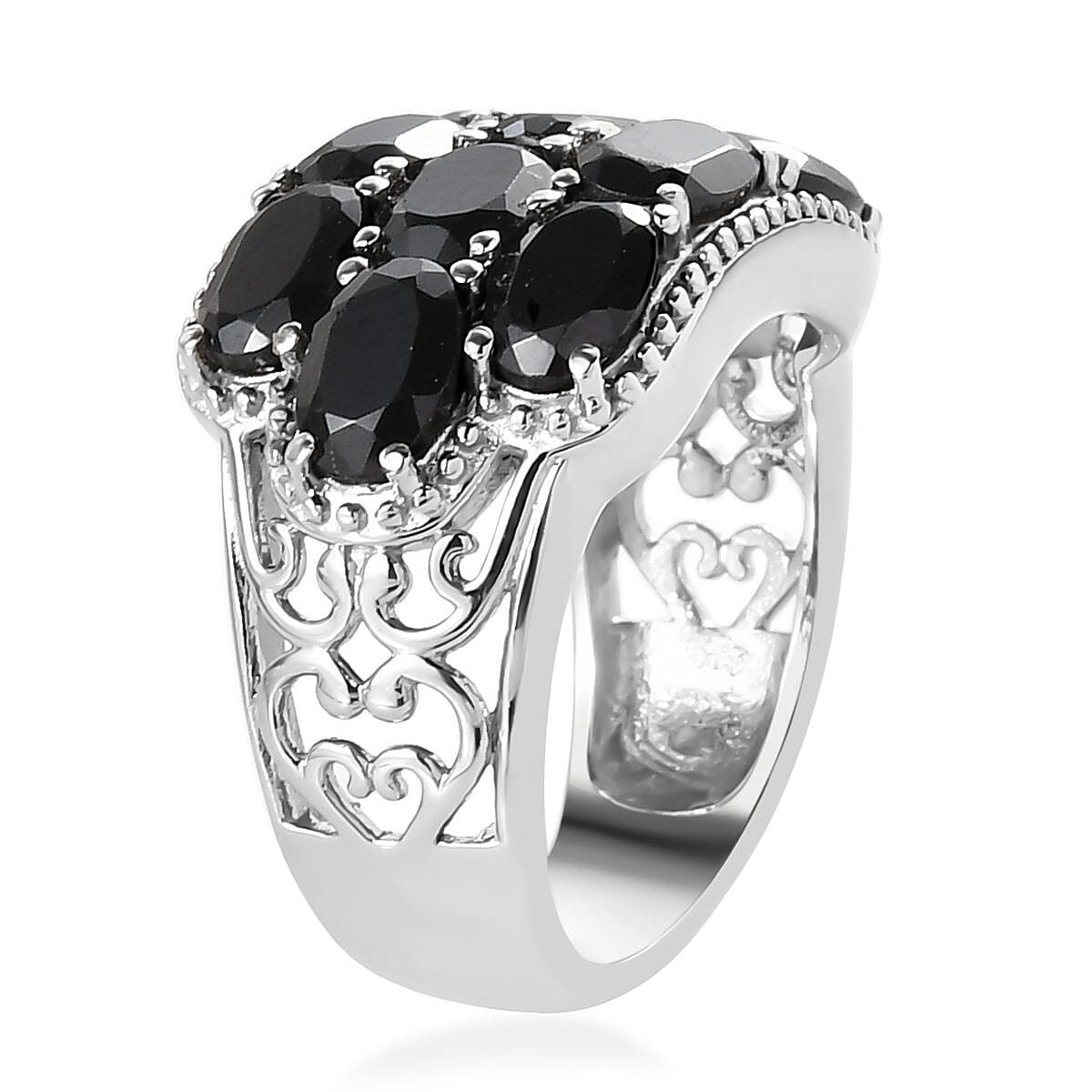 Thai Black Spinel Ring in Stainless Steel (Size 8.0) 4.75 ctw image number 3