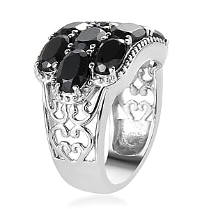 Thai Black Spinel Ring in Stainless Steel (Size 8.0) 4.75 ctw