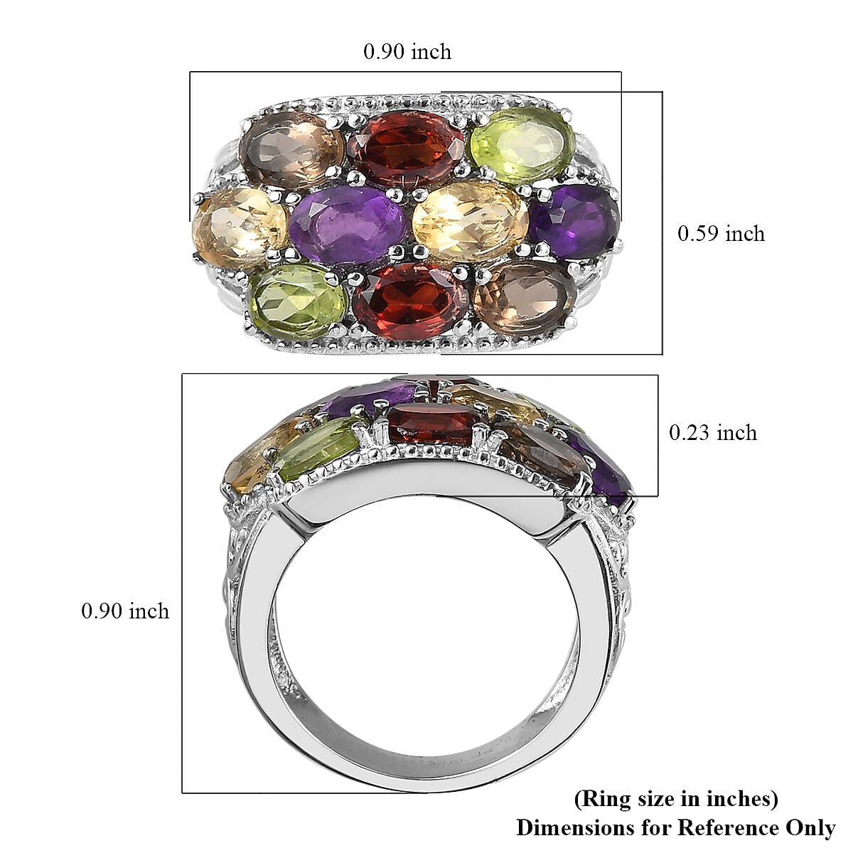 Multi Gemstone Ring in Stainless Steel (Size 7.0) 4.75 ctw image number 5