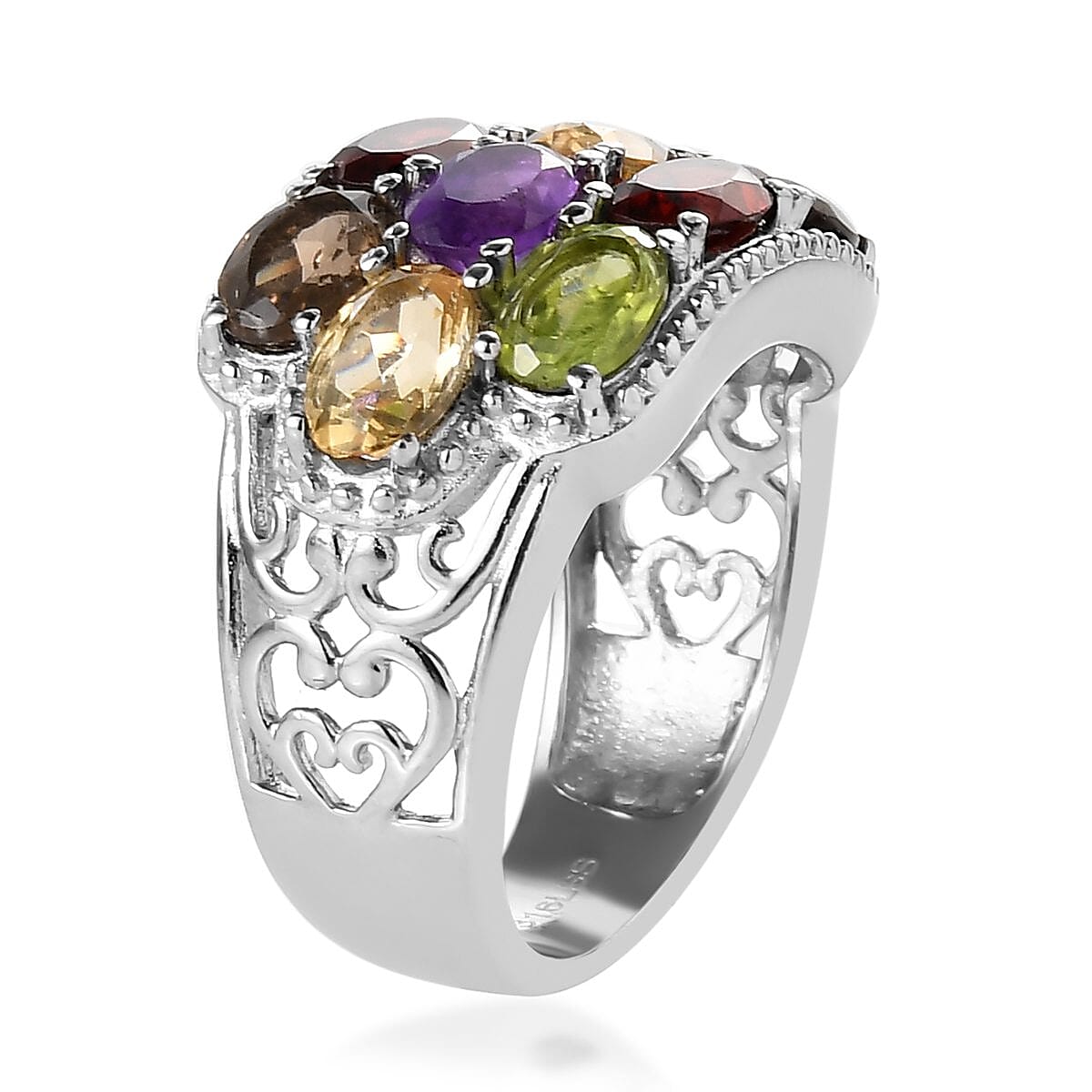 Multi Gemstone Ring in Stainless Steel (Size 8.0) 4.75 ctw image number 3