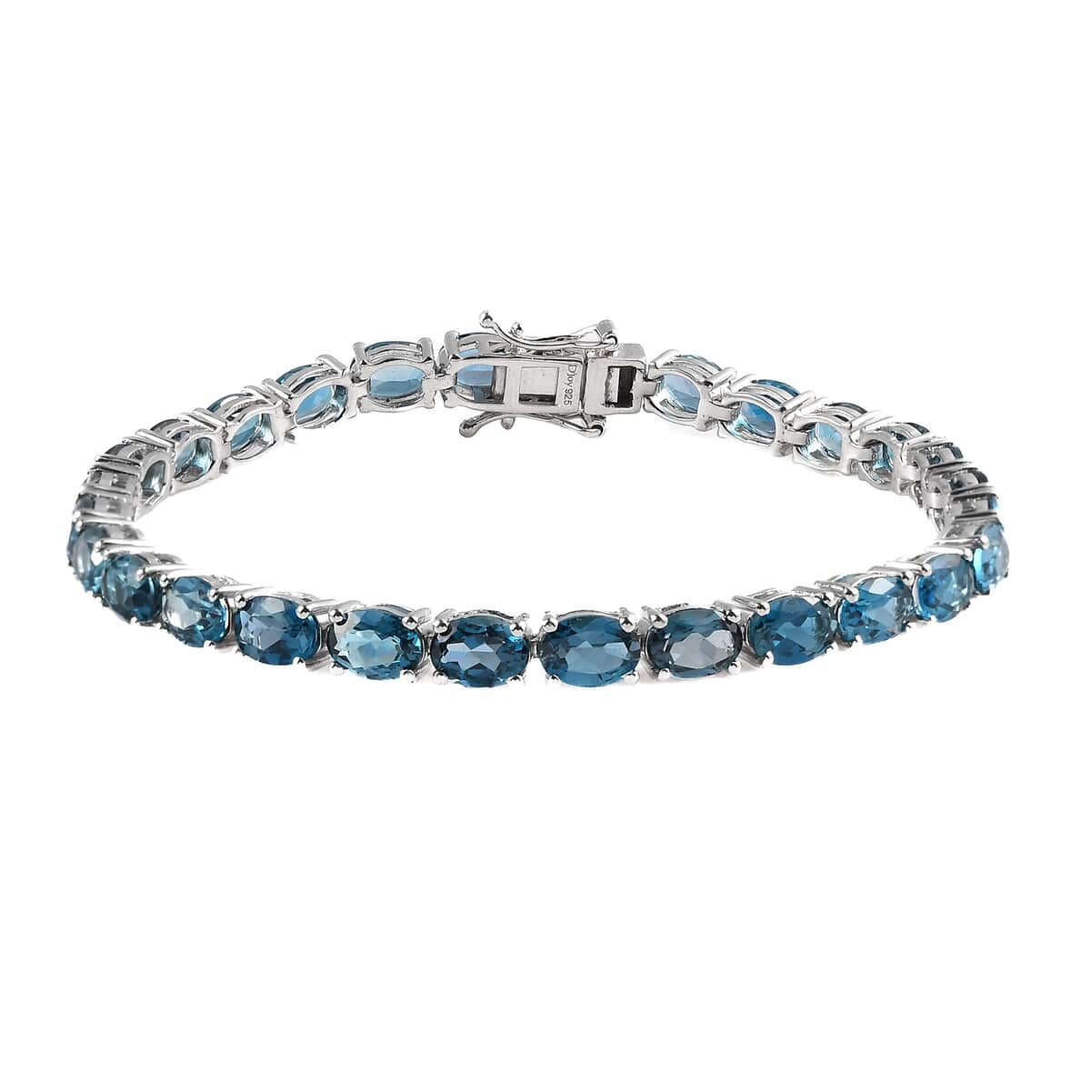 London Blue Topaz Tennis Bracelet in Platinum Over Sterling Silver (8.00 In) 24.75 ctw image number 0