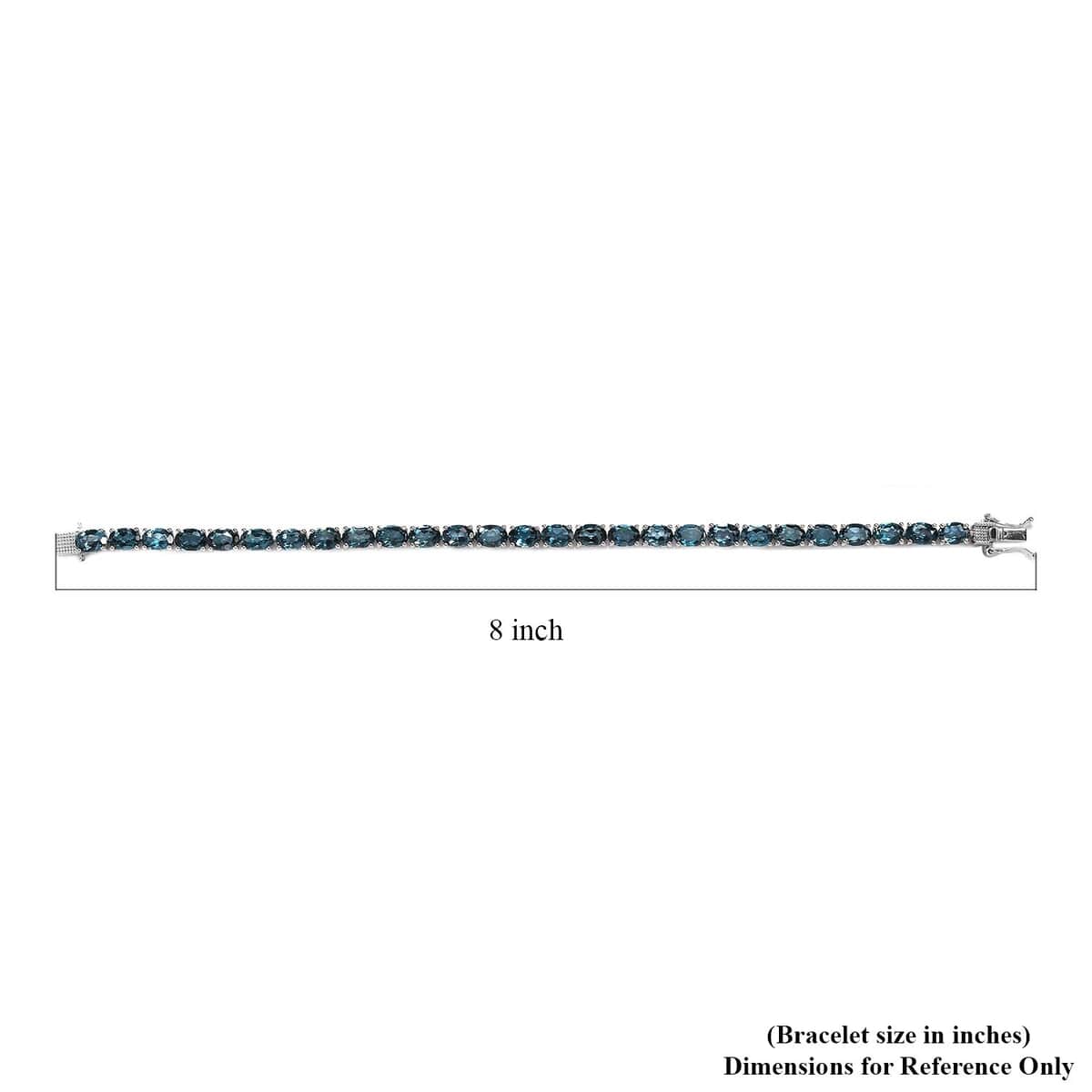 London Blue Topaz Tennis Bracelet in Platinum Over Sterling Silver (8.00 In) 24.75 ctw image number 4
