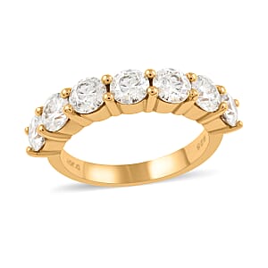 Brilliant Cut Moissanite 7 Stone Ring in Vermeil Yellow Gold Over Sterling Silver (Size 10.0) 2.10 ctw
