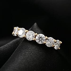 Brilliant Cut Moissanite 7 Stone Ring in Vermeil Yellow Gold Over Sterling Silver (Size 10.0) 2.10 ctw