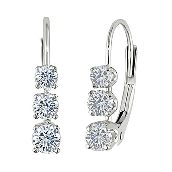 Simulated Diamond Earrings in Platinum Bond