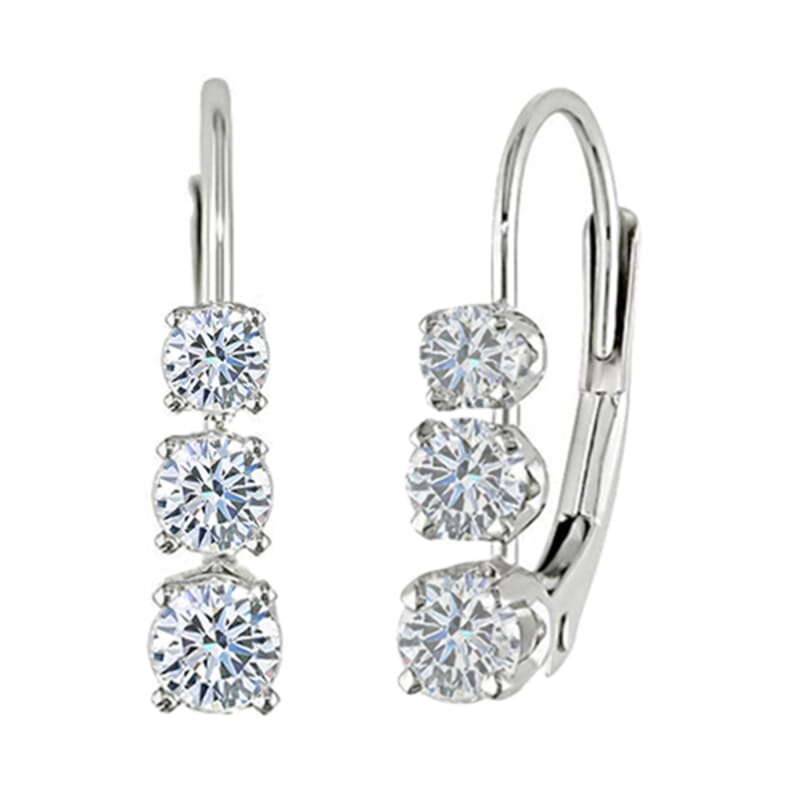 Simulated Diamond Earrings in Platinum Bond
