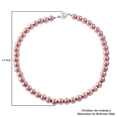 Rose Gold Hematite Beaded Necklace 18 Inches in Silvertone 650.00 ctw