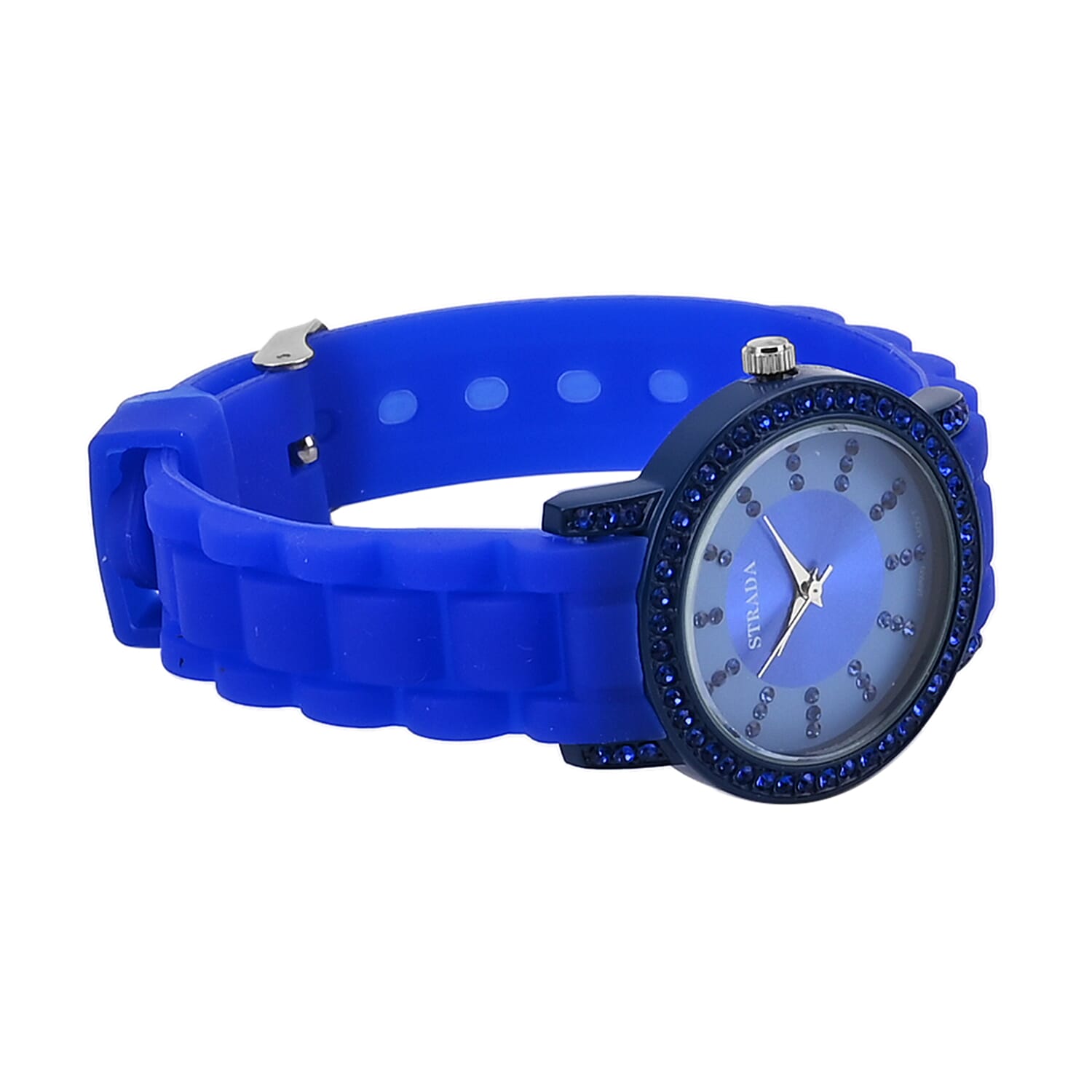 Strada Blue Austrian Crystal Japanese Movement Watch in Blue Sillicon Strap (33.8x33.8mm)