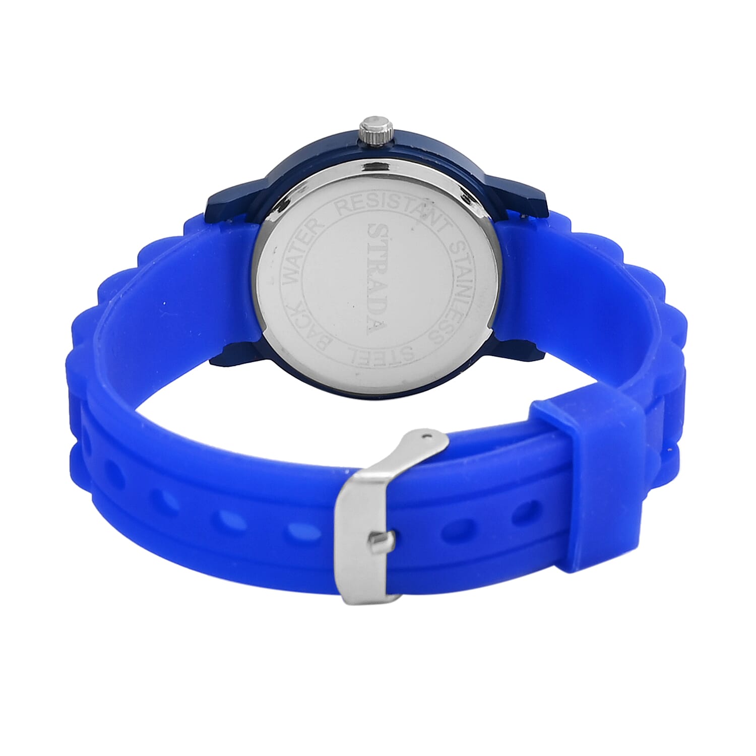 Strada Blue Austrian Crystal Japanese Movement Watch in Blue Sillicon Strap (33.8x33.8mm)