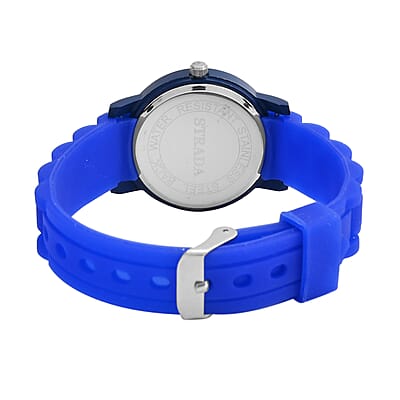 Strada Blue Austrian Crystal Japanese Movement Watch in Blue Sillicon Strap (33.8x33.8mm)
