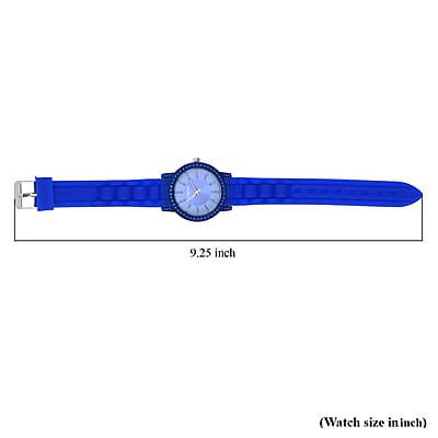Strada Blue Austrian Crystal Japanese Movement Watch in Blue Sillicon Strap (33.8x33.8mm)