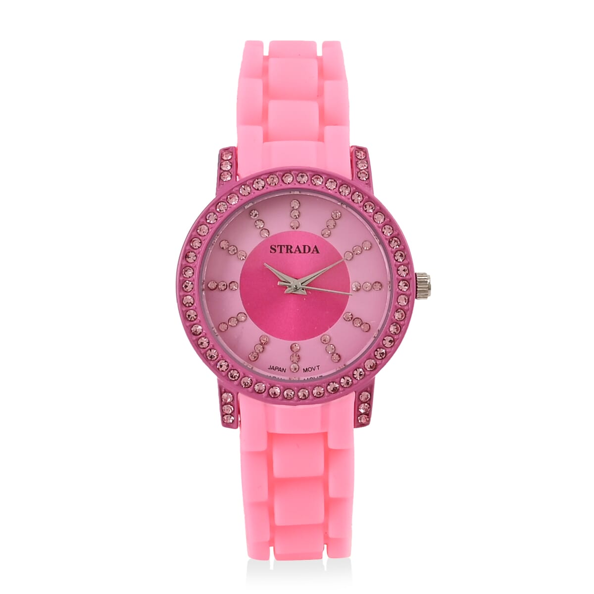 Strada Pink Austrian Crystal Japanese Movement Watch in Pink Sillicon Strap (33.8x33.8mm) image number 0