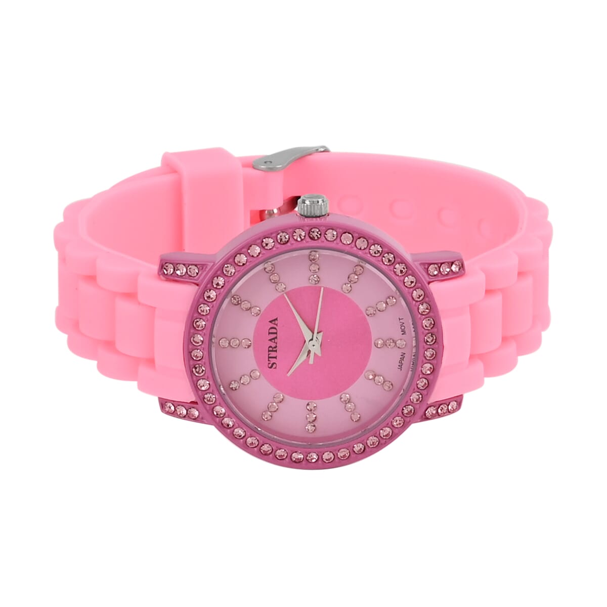 Strada Pink Austrian Crystal Japanese Movement Watch in Pink Sillicon Strap (33.8x33.8mm) image number 4