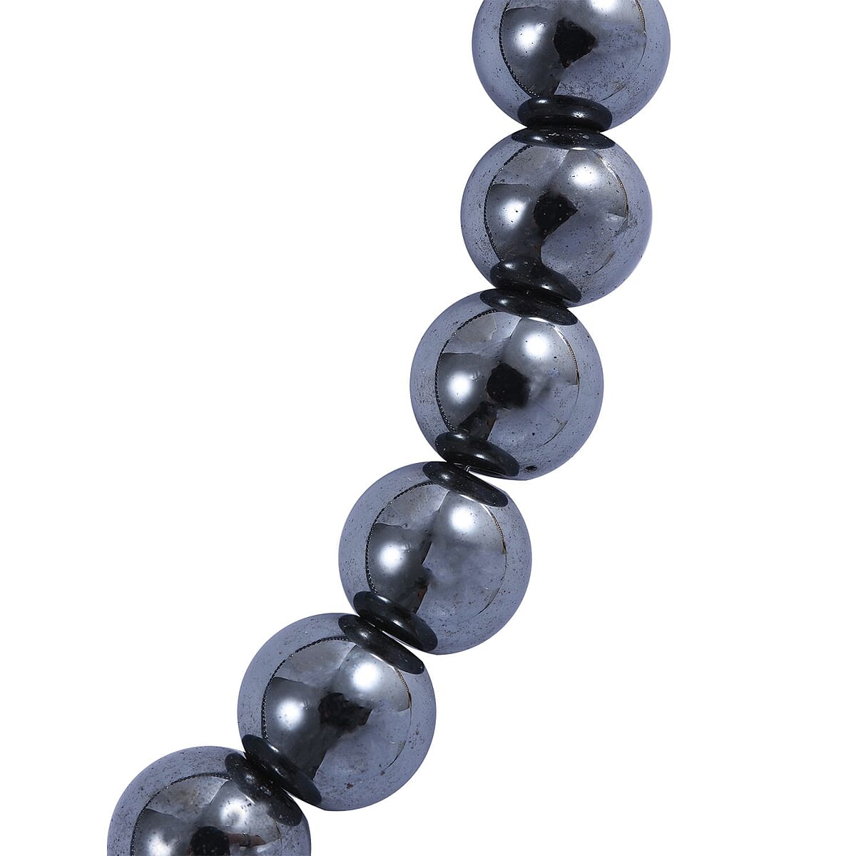 Black Color Hematite Beaded Necklace 18 Inches in Silvertone 650.00 ctw image number 2