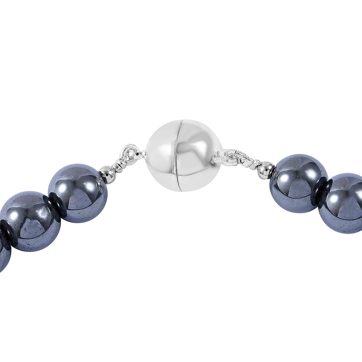 Black Color Hematite Beaded Necklace 18 Inches in Silvertone 650.00 ctw image number 3